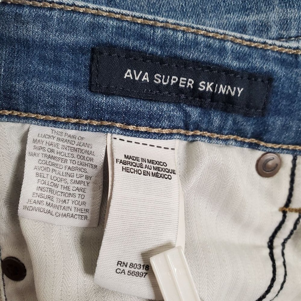 Lucky Brand Womens Size 4/27 Jeans Ava Super Skinny Denim Stretch Distressed - Picture 7 of 10